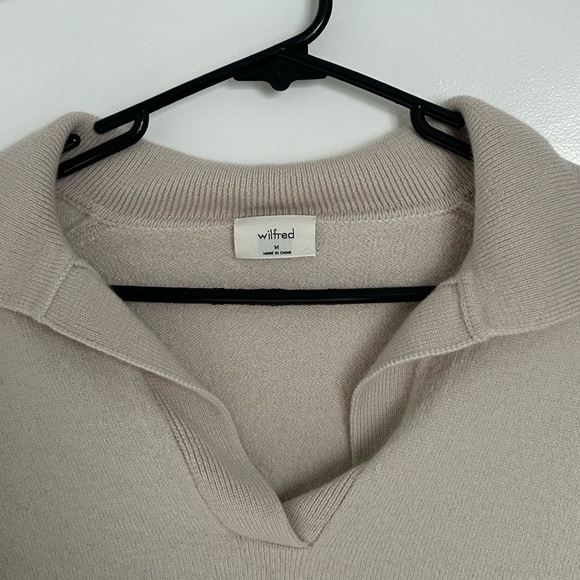 Wilfred Aritzia Clara Merino wool Polo Collared Sweater size medium preppy - Picture 7 of 11